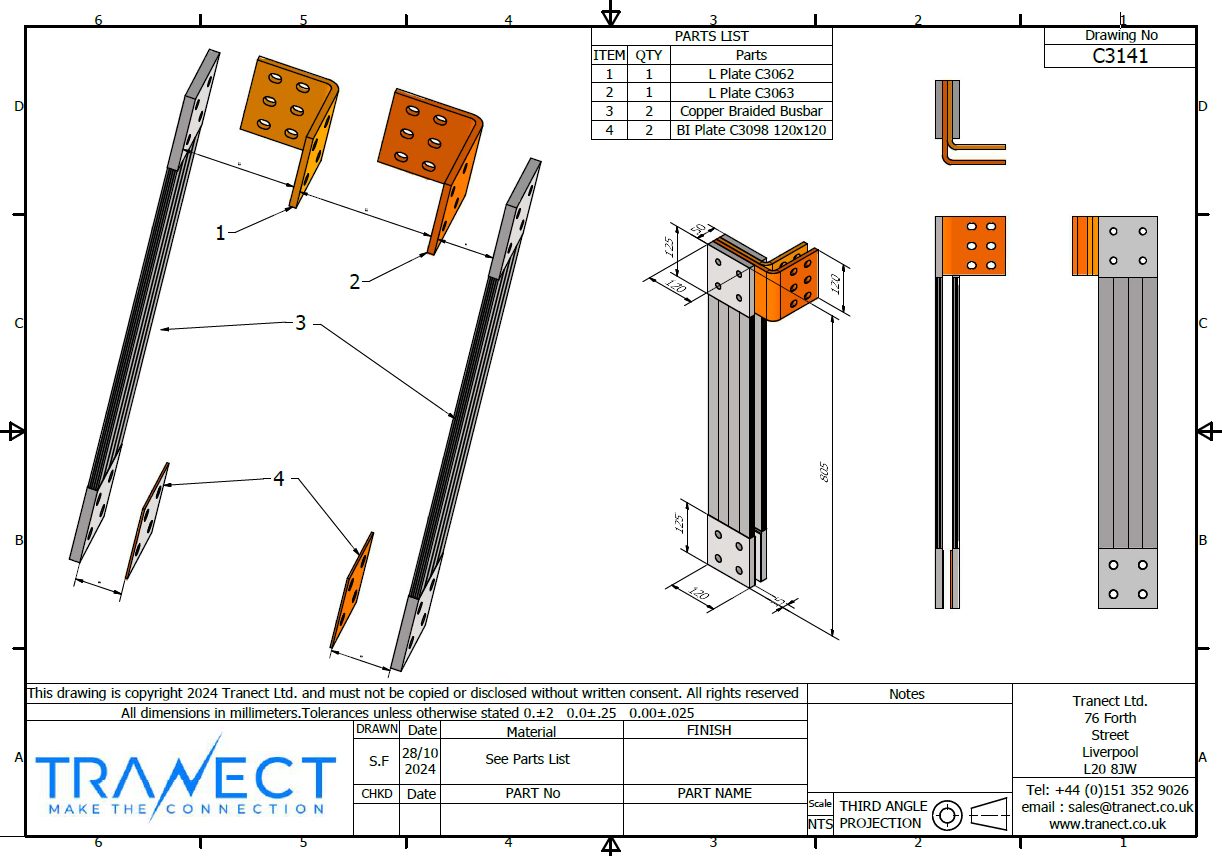 C3141 Flexible busbar with bimetal plate
