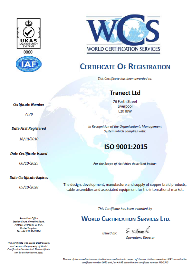 Tranect ISO 9001 QMS Digital Certificate Tranect ISO 9001 QMS Digital Certificate